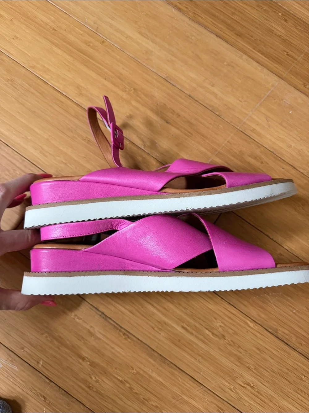 Miz Mooz Bright Pink Crisscross Slingback Sandals